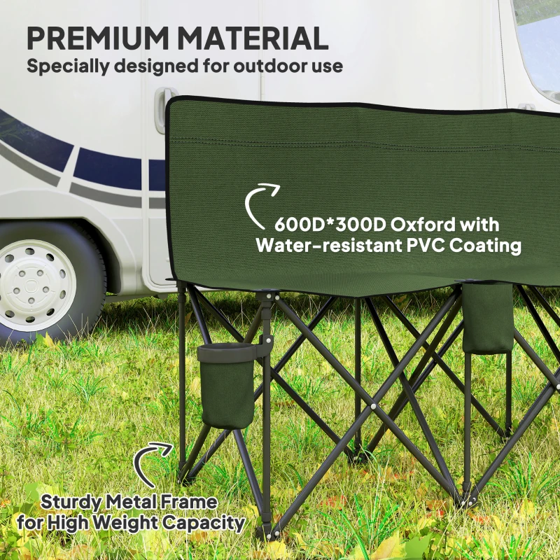 Outsunny 6 Seat Folding Camping Chair with Cup Holder and Carrying Case for Camping, Picnic, Sports Events, Dark Green