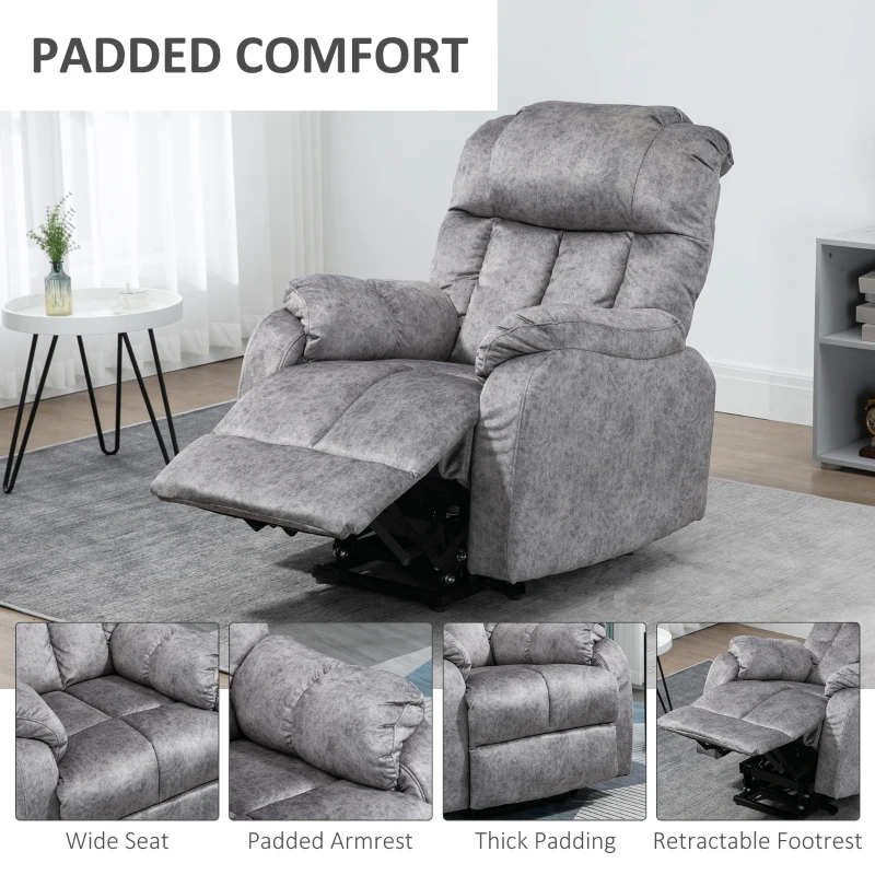 HOMCOM Power Lift Chair, Electric Recliner for the Elderly, Compact Living Room Chair with Side Pocket & Remote Control, Gray