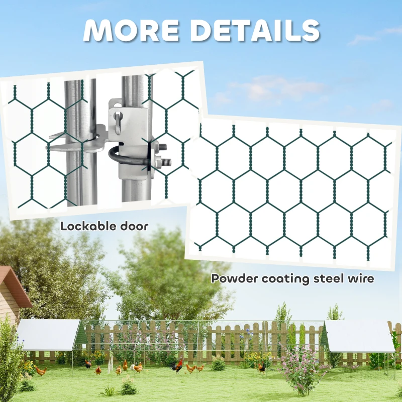 PawHut Large Chicken Coop with Waterproof and Anti-UV Cover, Spire Shaped for Outdoor and Yard Farm Use, 39' x 10' x 6.4'