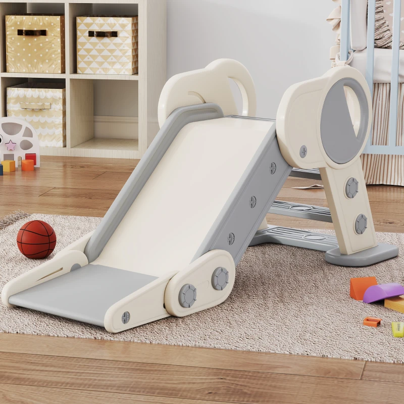 Qaba Toddler Slide, Indoor Foldable Kids Slide for 1.5-3 Years Old, Gray