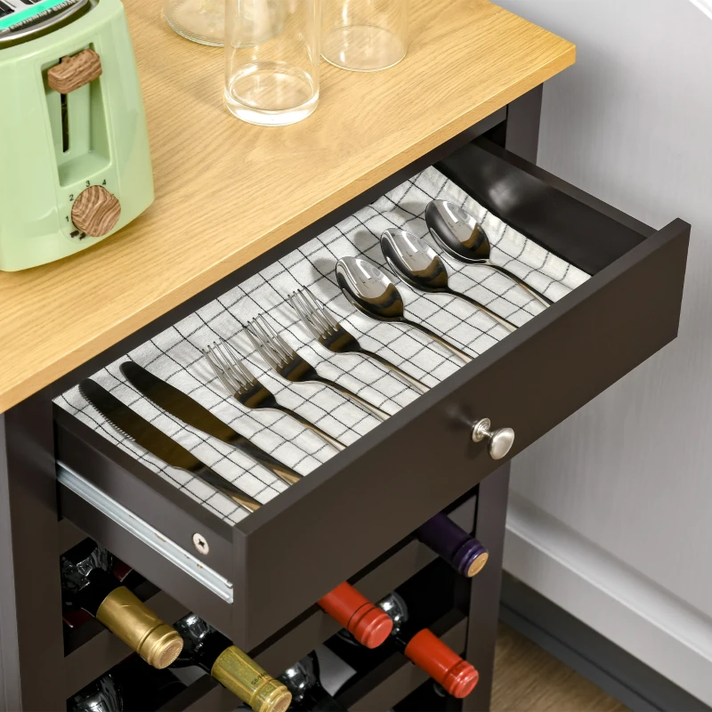 HOMCOM Wine Bar Cabinet, Modern Buffet Cabinet with 16-Bottle Wine Holder and Drawer, Kitchen Storage Cabinet for Living Room, Home Bar, Dark Brown