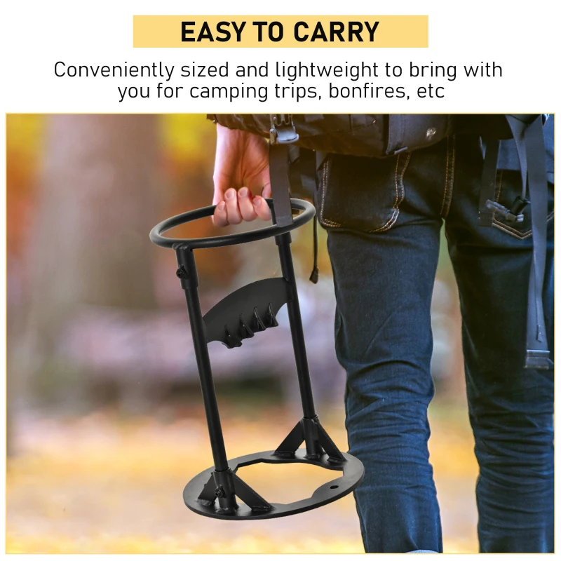 Outsunny Firewood Kindling Splitter Stand with Hand Guard, Wood Splitter, Carbon Steel Manual Wood Cracker, Log Wedge Cutter, Single Blade, Black, 8.75" Dia x 12.25" H