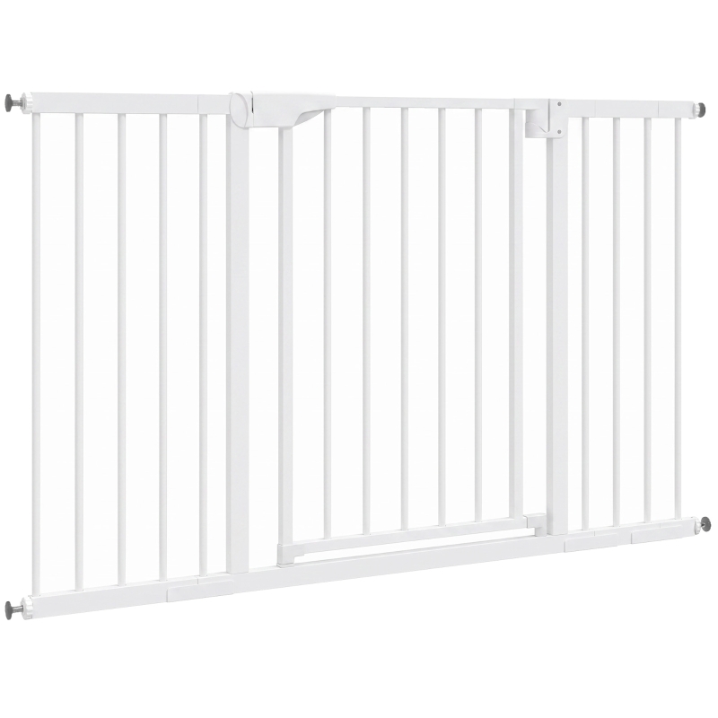 PawHut Baby Gate, Pet Safety Gate Pressure Fit, 30"-51" Wide with Two-Way Open, Auto-Close for Stair, Doorways, Hallways, Black