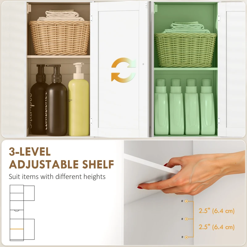 HOMCOM 67" Tall Bathroom Storage Cabinet, Narrow Bathroom Cabinet with LED Light, Adjustable Shelf, Open Compartment, Drawer