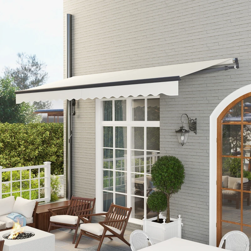 Outsunny 15' x 10' Electric Retractable Awning with Remote Controller, All Aluminum Frame Patio Awning, UV30+ Protection, White