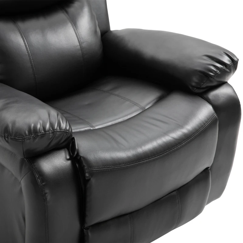 HOMCOM PU Leather Massage Recliner Chair, Swivel Rocker Sofa with Remote Control, Footrest, Padded Seat, Manual Reclining Chair for Living Room, Bedroom, Black