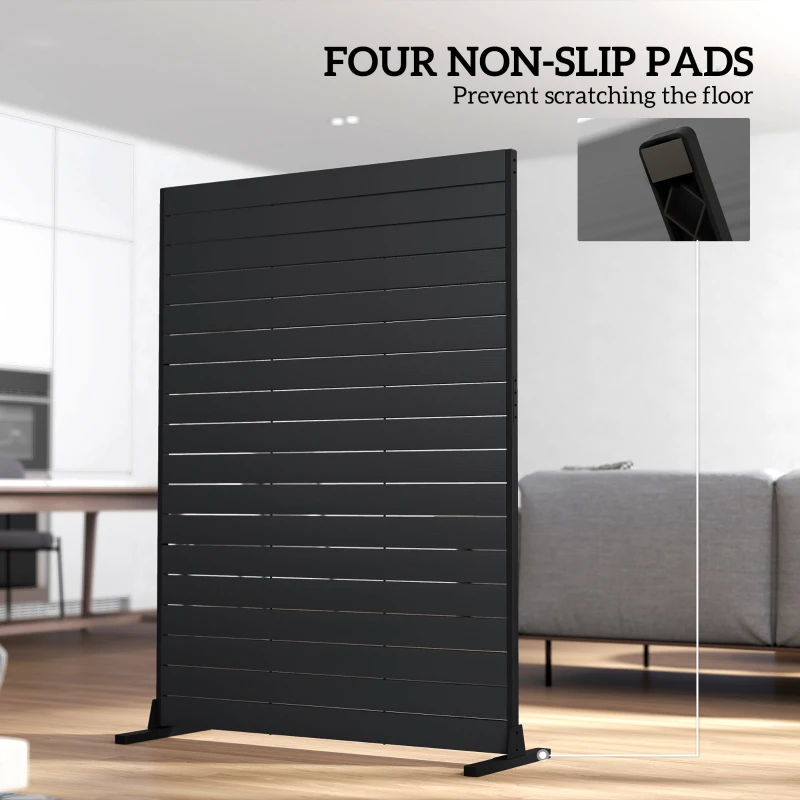 Outsunny HDPE Outdoor Privacy Screen, 47.2"W x 68.5"H Decorative Privacy Fence Screen with Stand and 6 Panels, Black