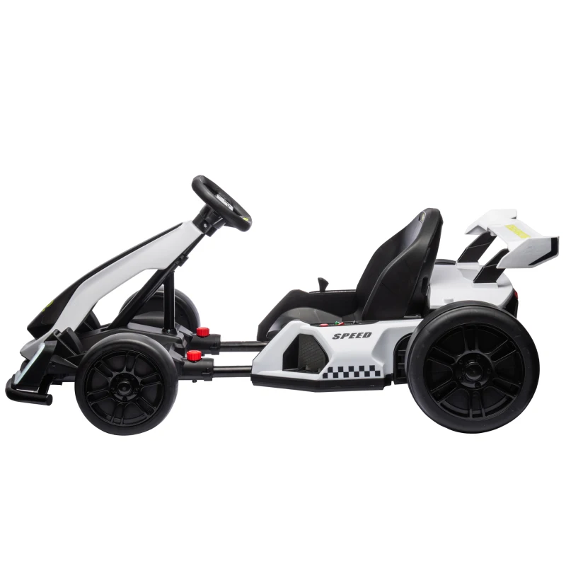 Aosom 24V 7.5 MPH Electric Go Kart with Adjustable Seat, Slow Start, White