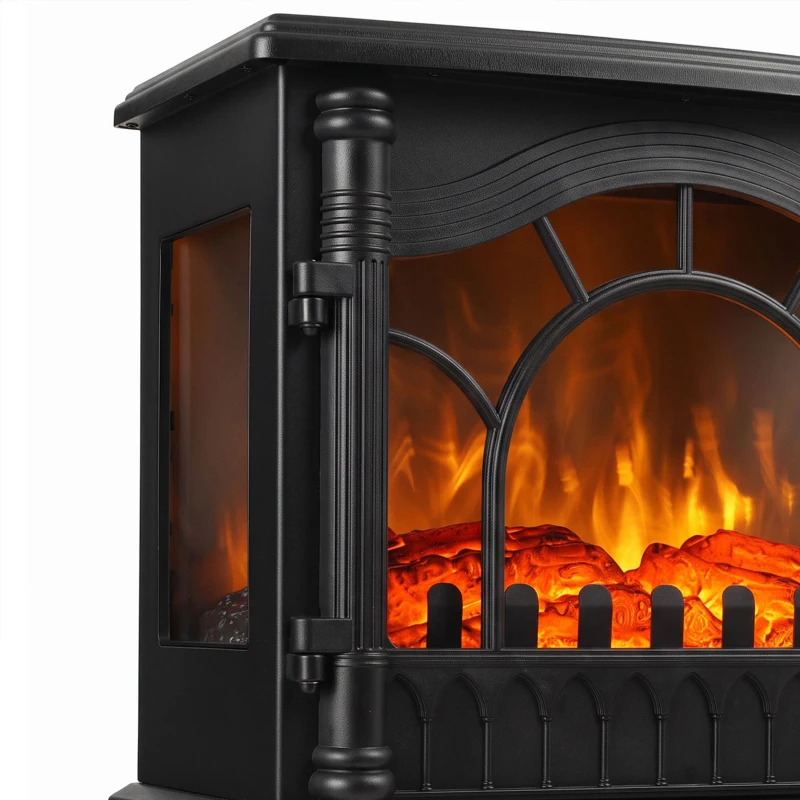HOMCOM Electric Fireplace 1000W/2000W, Freestanding Heater with Adjustable Thermostat, Overheat Protection, 3D Flame Effect