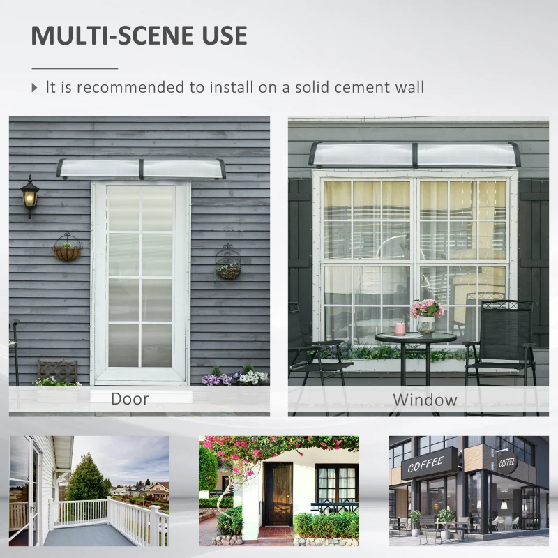 Outsunny Awning Door Canopy, 78.7" x 37.8", Polycarbonate Front Door Outdoor Patio Cover for UV Protection, Clear