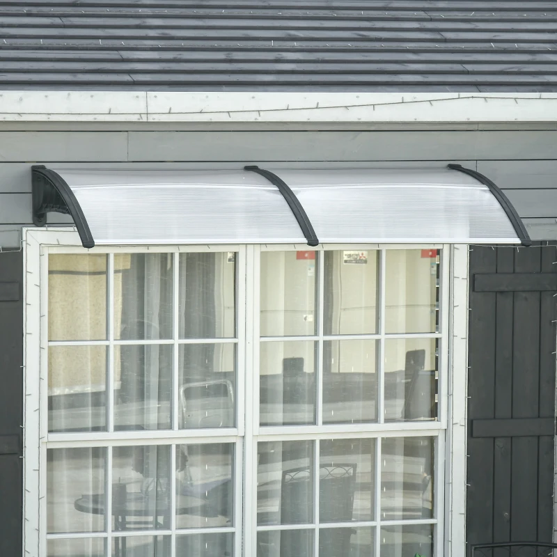 Outsunny Awning Door Canopy, 78.7" x 37.8", Polycarbonate Front Door Outdoor Patio Cover for UV Protection, Clear