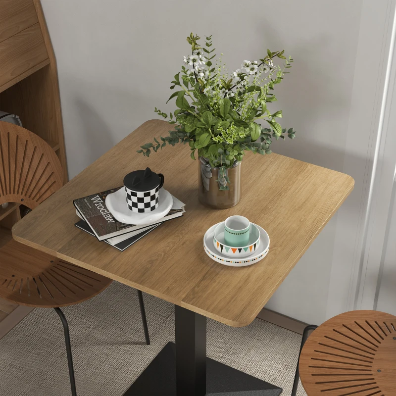 HOMCOM 28" Square Dining Table, Modern Dining Room Table with Steel Base, Space Saving Small Kitchen Table, Dark Brown