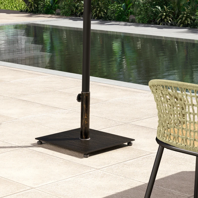 Outsunny Square Patio Umbrella Base, 29 lbs Metal Umbrella Stand Base with Adjustable Foot Pads, Heavy Duty Patio Umbrella Holder for 1.5"/1.9" Umbrella Poles for Outdoor, Lawn, Poolside, Bronze