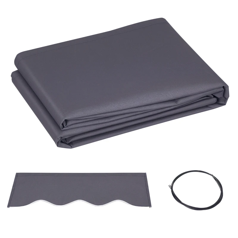 Outsunny 11' x 8' Outdoor Sunshade Canopy Awning Cover, Retractable Awning Fabric Replacement, UV Protection, Grey