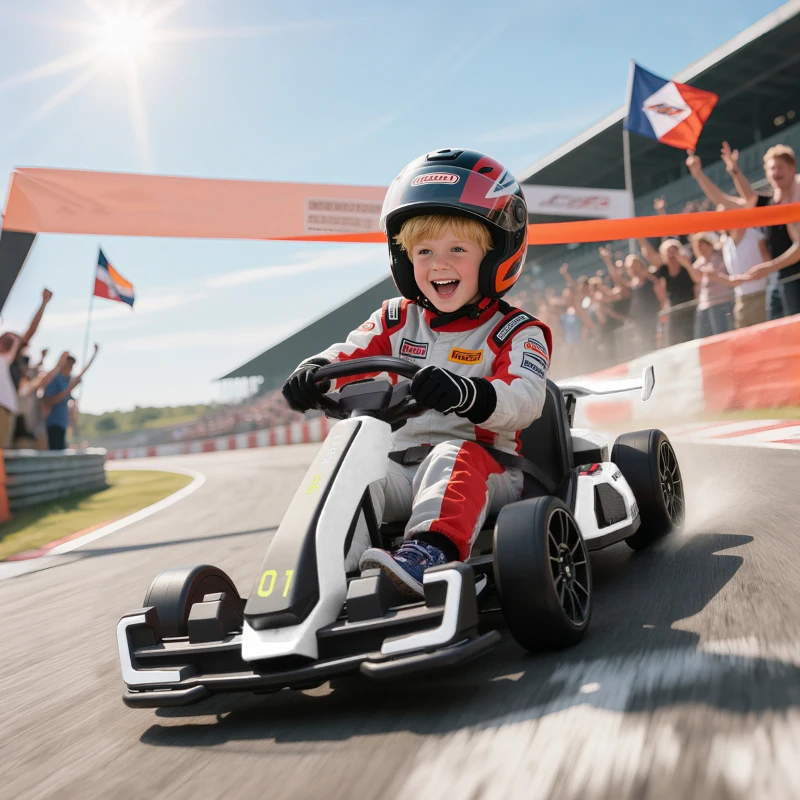 Aosom 24V 7.5 MPH Electric Go Kart with Adjustable Seat, Slow Start, White
