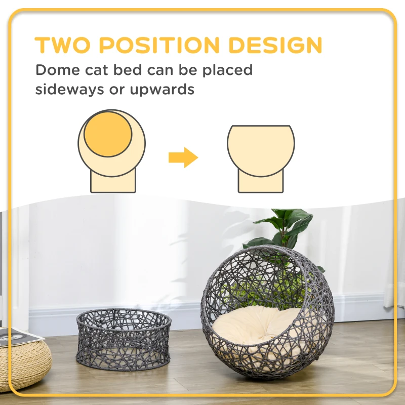 PawHut Rope Weave Cat Bed with Cushion, Stand, for Indoor Cats, Violet