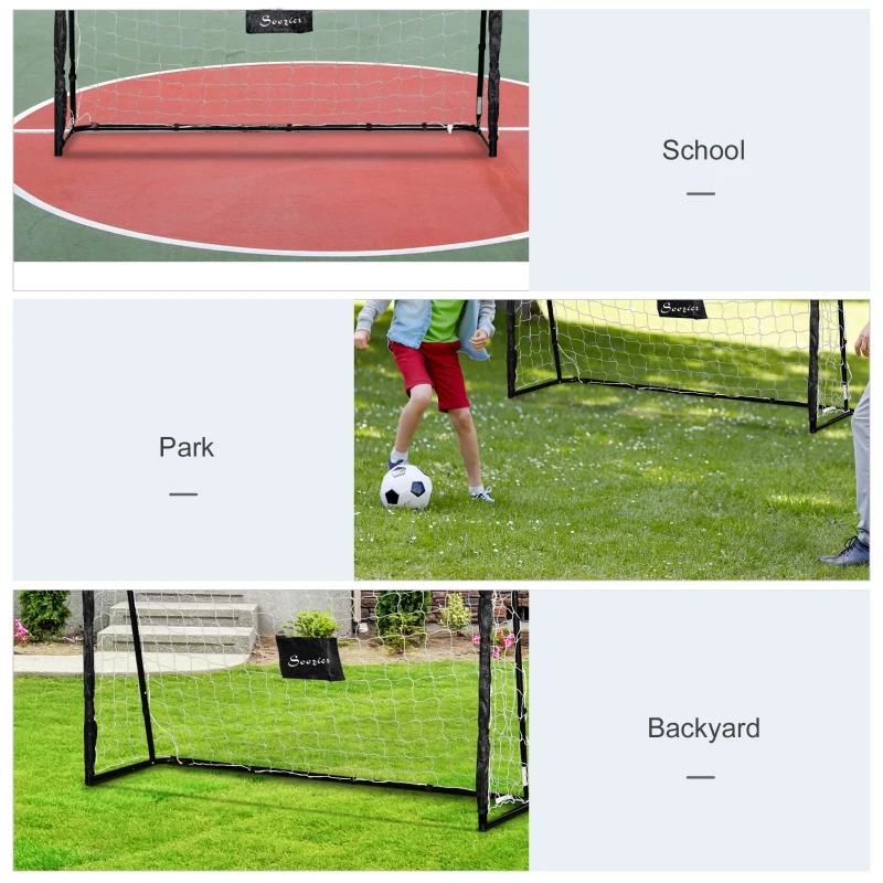 Soozier 6ft x 4ft Soccer Goal Net with Metal Frame, PE Mesh, Ground Stakes, Easy Assembly, Black
