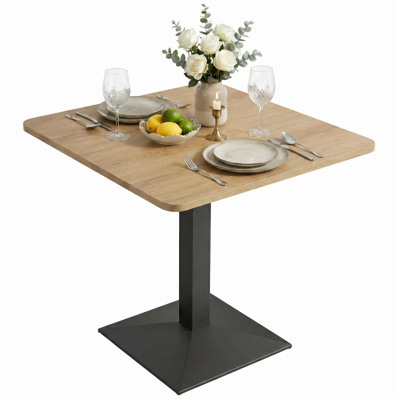 HOMCOM 28" Square Dining Table, Modern Dining Room Table with Steel Base, Space Saving Small Kitchen Table, Dark Brown