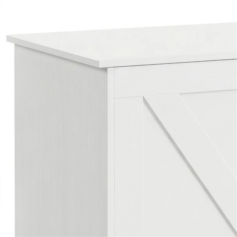 HOMCOM 31.5 Inches Storage Chest, Storage Trunk with Safety Hinge for Living Room, White Wood Grain