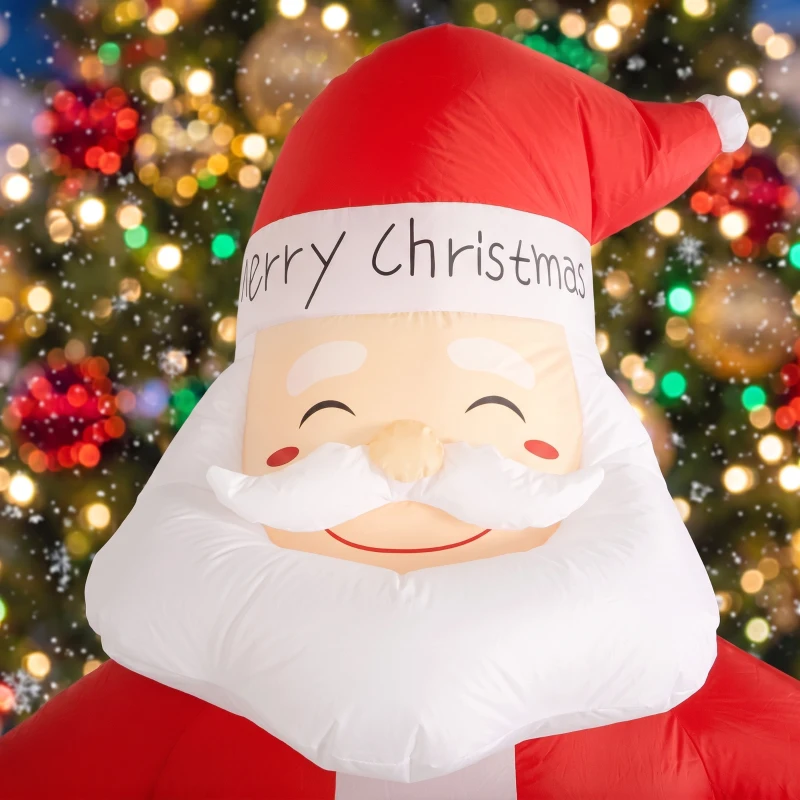 Outsunny 112" Giant Christmas Inflatable Hanging Santa Claus Sitting w/ Reindeer, Gift Box