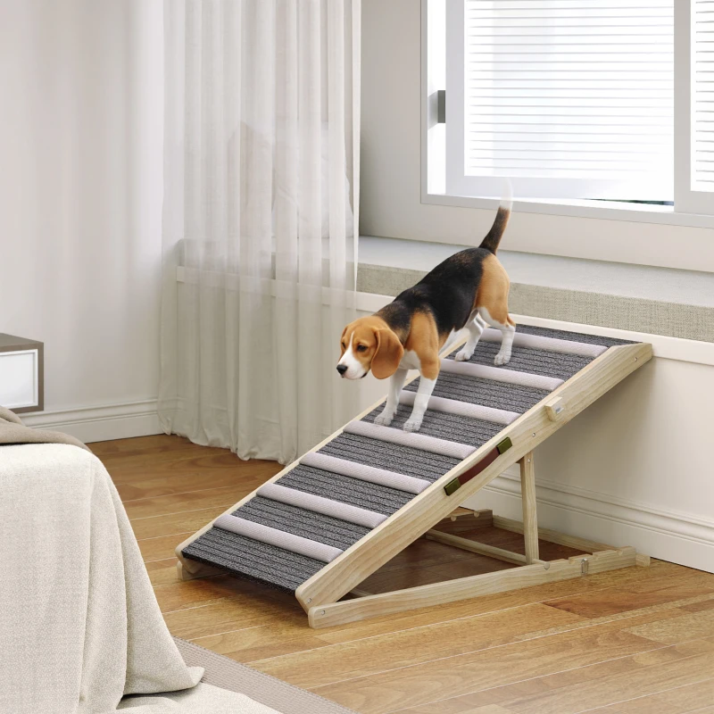 PawHut Dog Ramp for Couch, Foldable Pet Ramp for Small to Large Dog, 4 Adjustable Height from 14" to 20"