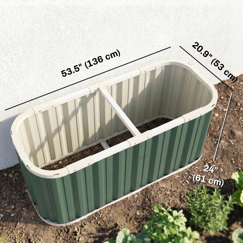 Outsunny Galvanized Raised Garden Bed, Deep Root Planter Box, Outdoor Garden Bed with Plant Labels, 4.5' x 2' x 2', Light Green
