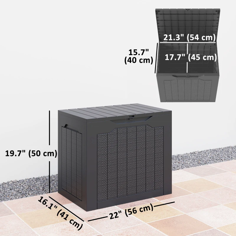 Outsunny 30 Gallon Deck Box, Resin Outdoor Storage Box with Handles, Waterproof and UV Resistant Storage Container