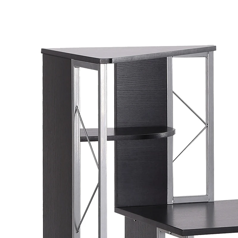HOMCOM 52" Modern Computer Desk with Storage Shelves and Drawers, Home Office Desk, Study Workstation with CPU Stand, Black