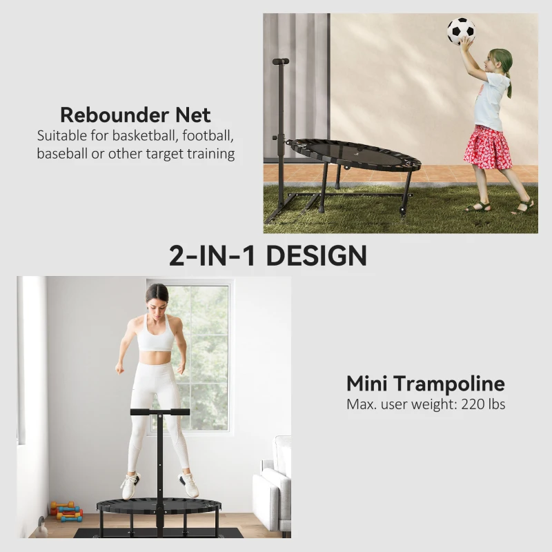 Soozier 2-in-1 38" Rebounder Trampoline for Adult, 8-Angle Adjustable Baseball Volleyball Soccer Rebounder Fitness Trampoline