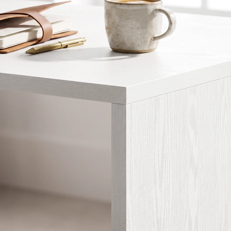 HOMCOM Computer Desk with Drawers Office Desk with Reversible File Drawers Study Table Bedroom Study 47" White