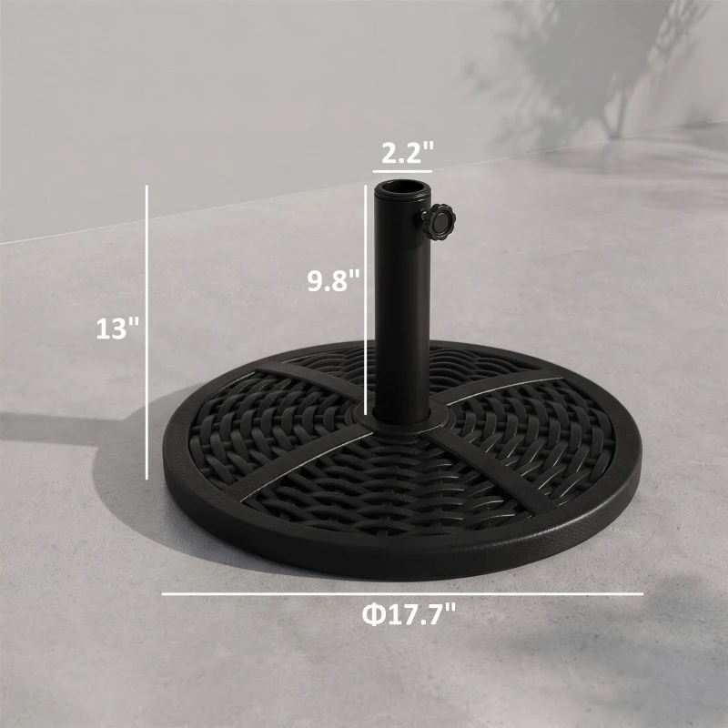 Outsunny 30 lbs. Market Umbrella Base Holder 18" Heavy Duty Round Parasol Stand with Rattan Design for Patio, Black