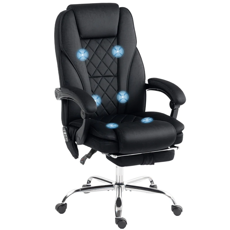 Vinsetto Massage Office Chair, Reclining Computer Chair with Adjustable Height and Footrest, Black