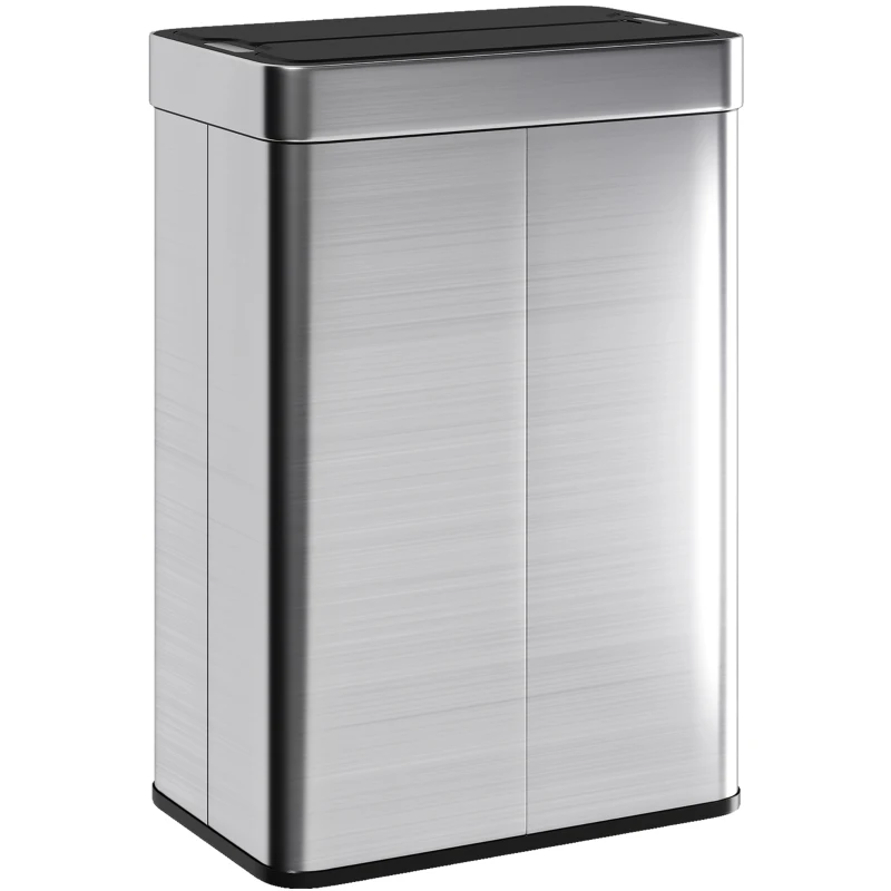 HOMCOM 14.5 Gal (55 L) Sensor Can, Garbage Can with Soft-Close Butterfly Lid, Fingerprint-Proof Stainless Steel, Silver