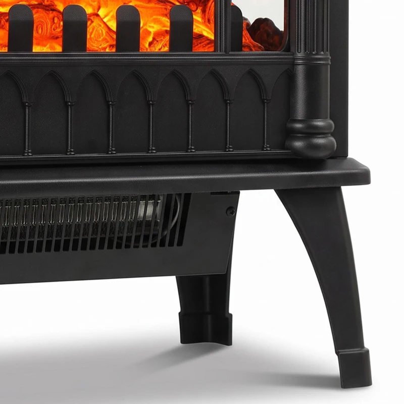 HOMCOM Electric Fireplace 1000W/2000W, Freestanding Heater with Adjustable Thermostat, Overheat Protection, 3D Flame Effect