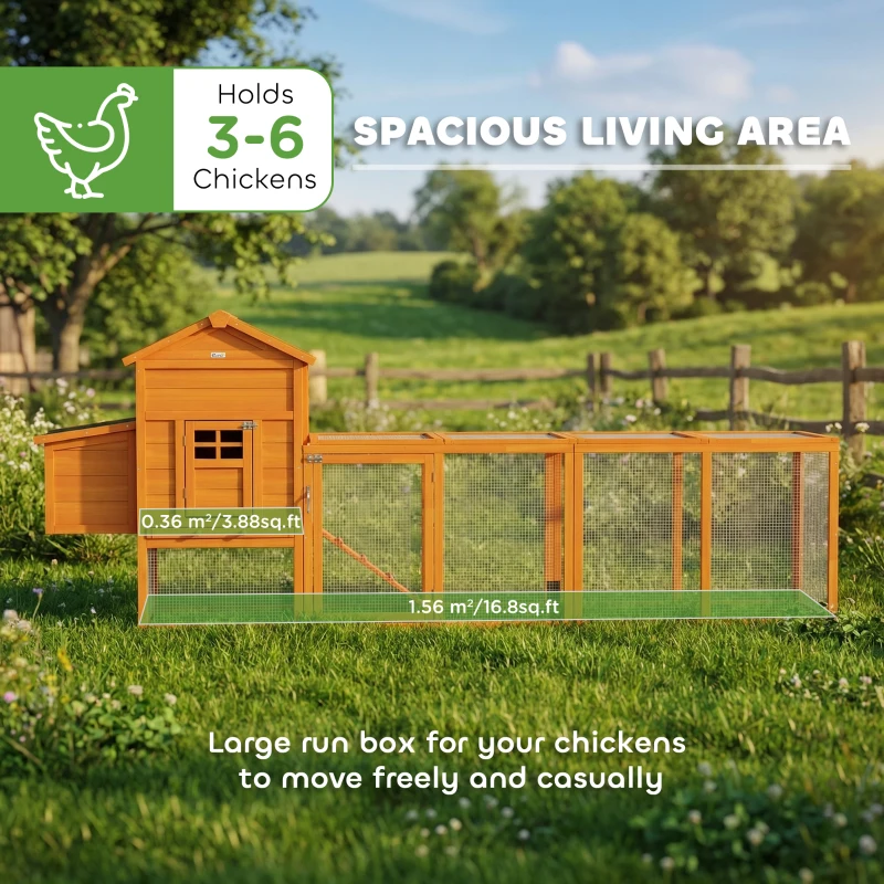 PawHut Extra Large Run Included Chicken Coop with Removable Tray Orange