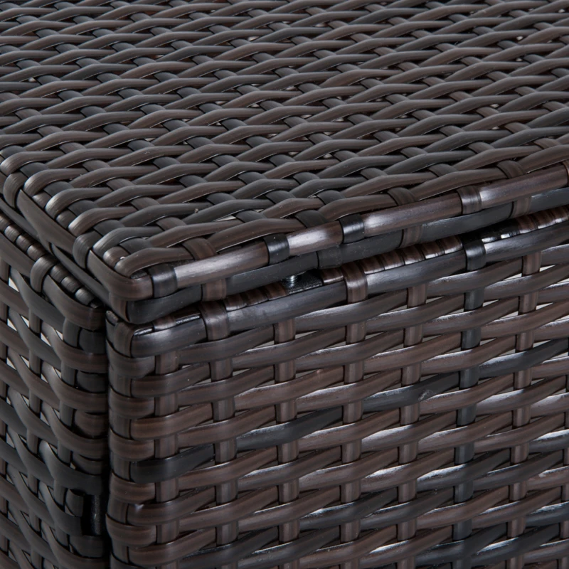 Outsunny 20" Patio Wicker Ottoman, Multipurpose Outdoor PE Rattan Footrest, Additional Seating, Side Table with Soft Cushion, Dark Brown, Cream White
