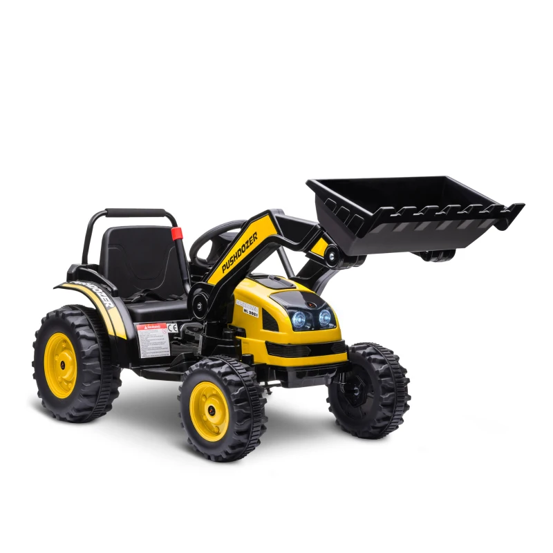 Aosom 6V Kids Rechargeable Battery Powered Truck with Adjustable Bucket, High/Low Speed Realistic Sound, Yellow