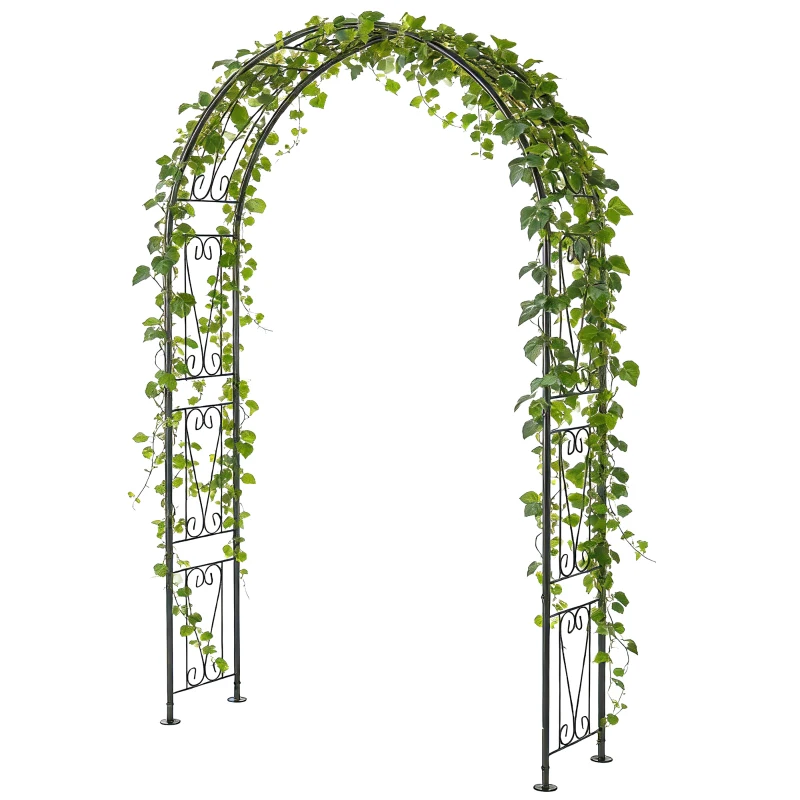 Outsunny 8 ft Garden Arch, Outdoor Trellis Arbor for Climbing Plants, Wedding Arch for Party Outdoor Garden Backyard, Black