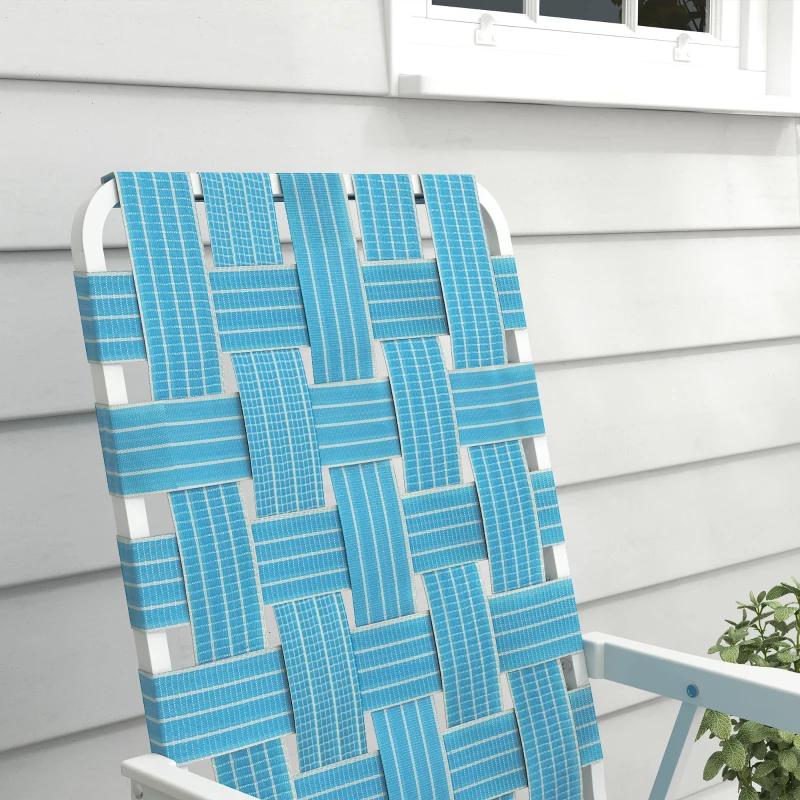 Outsunny Set of 4 Folding Patio Chairs, Portable Chair Set with Armrests for Camping, Garden, Pool, Beach, Backyard, Blue