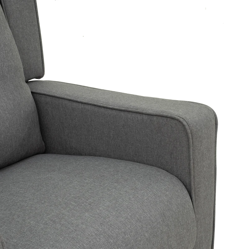 HOMCOM Wingback swivel recliner chair glider rocking chair for Nursery with Button Tufted, Padded Single Home Theater Seater for Living Room Bedroom, Grey