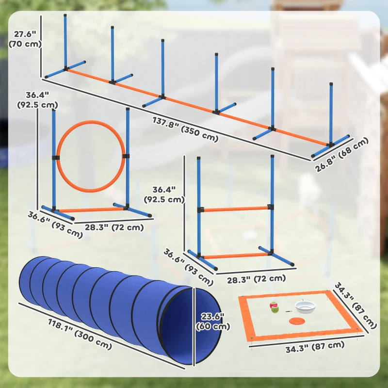 PawHut Dog Agility Training Equipment, 8PCS Dog Obstacle Course Starter Kit with Carrying Bag