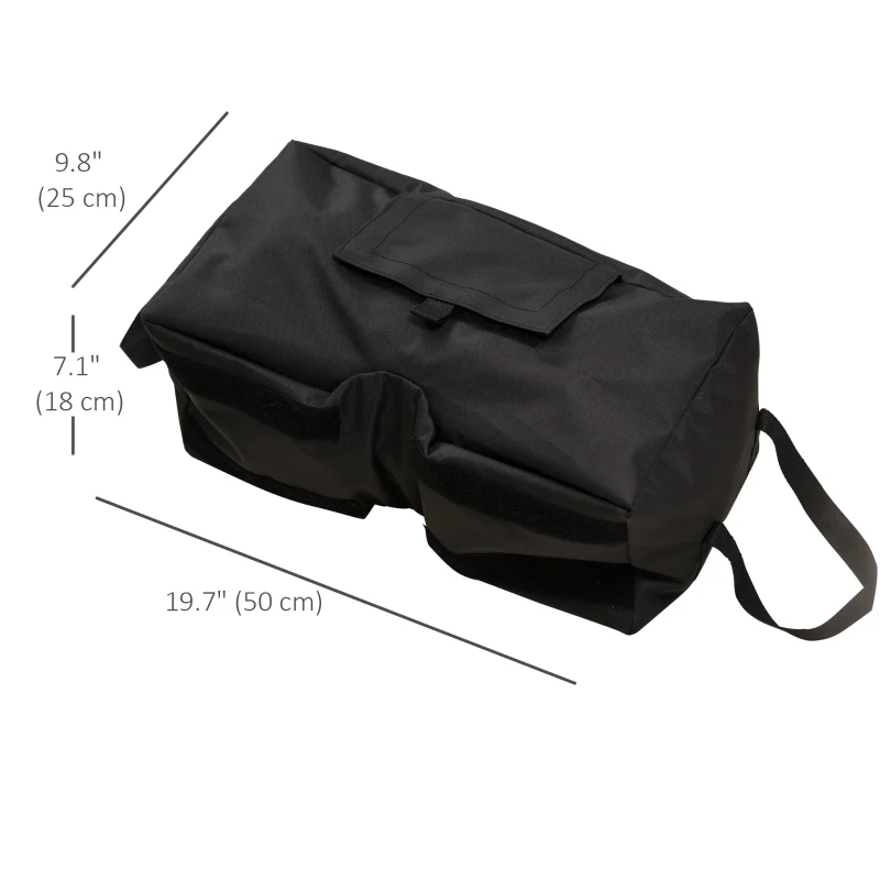 Outsunny 2pc Umbrella Base, Weight Bag, Garden Parasol Weight Base, Filled Sand Fits Most Umbrella w/ Scoop Up 55lbs, Black