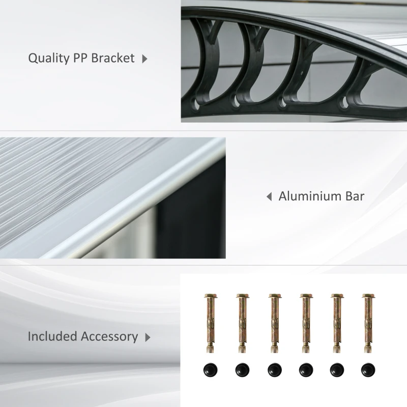 Outsunny Awning Door Canopy, 78.7" x 37.8", Polycarbonate Front Door Outdoor Patio Cover for UV Protection, Clear