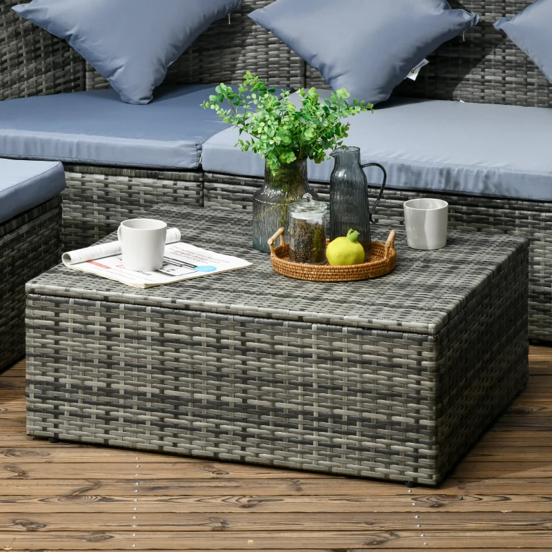 Outsunny Convertible Rattan Daybed Sectional, Light Grey