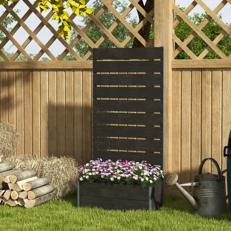 Outsunny Trellis Planter for Climbing Plants, Raised Garden Bed with Trellis, Planter Box for Outdoor, 28.25" x 15" x 59", Black