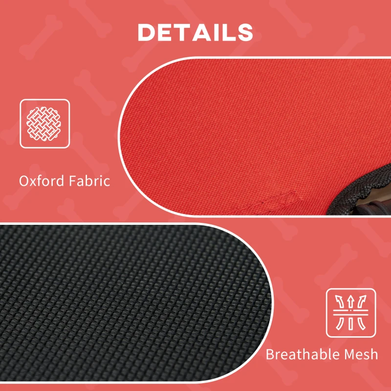 PawHut 48" x 36" Elevated Portable Dog Cot Cooling Pet Bed with UV Protection Canopy Shade, Red