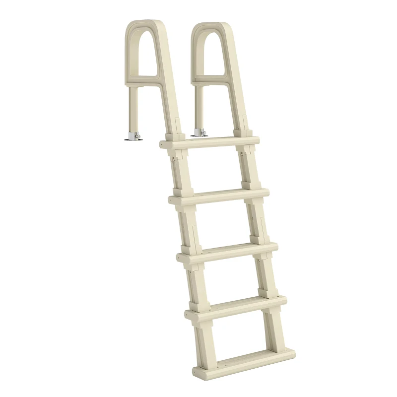 Outsunny Swimming Pool Ladder, 63.4"-69.3" Adjustable 5-Step Pool Stairs with Handrails, Non-Slip Steps, Load Capacity 300 lb