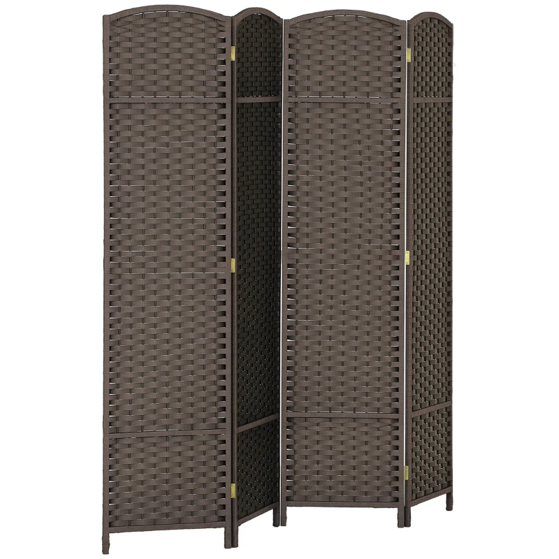HOMCOM Folding Room Divider Screen 4 Panel 5.6 ' Tall Privacy Screen Freestanding Room Partition for Home Office, Brown
