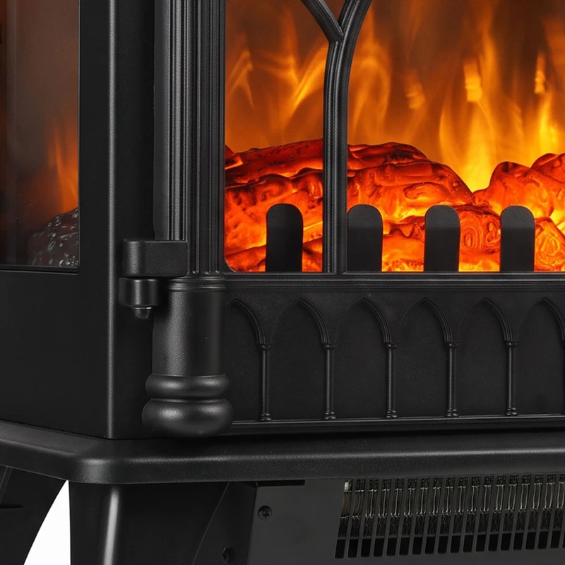 HOMCOM Electric Fireplace 1000W/2000W, Freestanding Heater with Adjustable Thermostat, Overheat Protection, 3D Flame Effect
