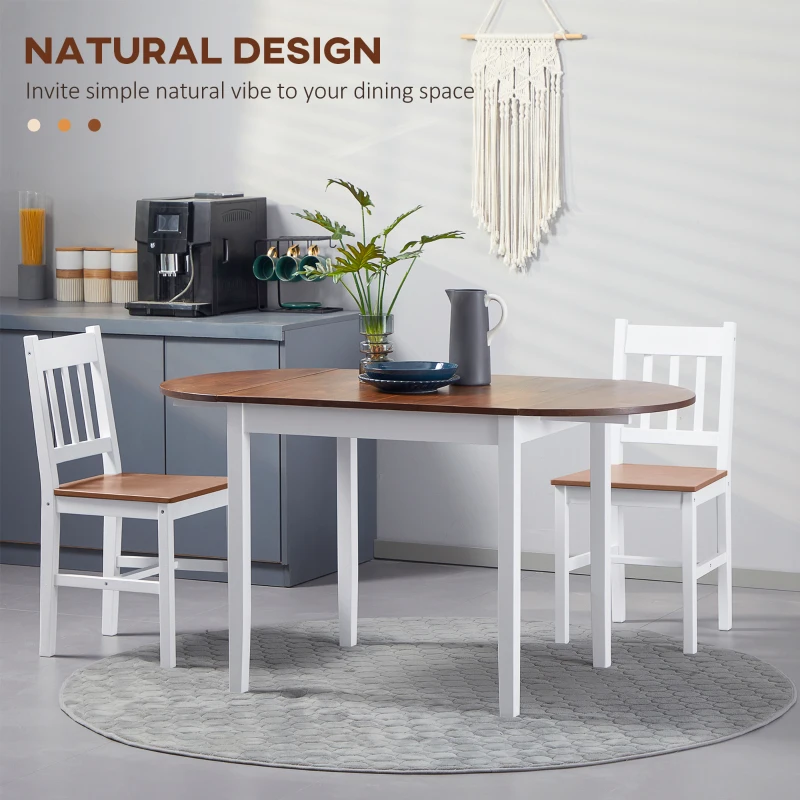 HOMCOM 55" Wood Kitchen Table, Drop Leaf Tables for Small Spaces, Brown